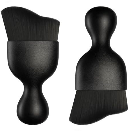 Wugauwor 2 Schwarz Auto Detailing Pinsel Set, Auto Reinigungsset Innenraum, Staubpinsel für Die Reinigung von Autoinnenräumen, Computertastaturen, PC-Bildschirm, Ventilatoren und Mehr