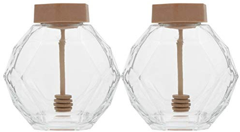 Mobestech 2pcs Honey Bottle Jar Juice Honey Packets Milk Jug Syrup Storage Pigeon Bottle Waffle Cereal Dispenser Coffee Syrup Dispenser Wipes Mini Buns Wooden re-usable