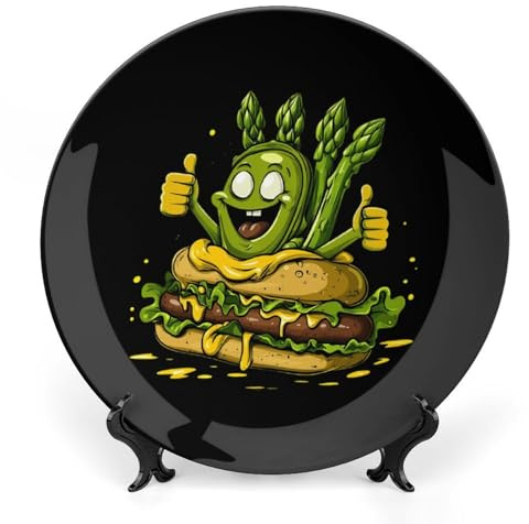 Weird Asparagus Sausage Burger Ceramic Decorative Plate Home Decor Collection Ornament Souvenir Trays Home Art 7inch