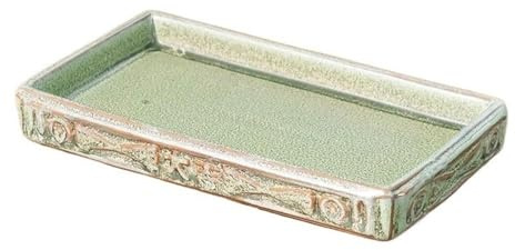 Zhaoj24-05 Vassoi per piante rettangolari vintage da giardino, sottovaso in ceramica verde, sottovaso per vasi da fiori (grande)