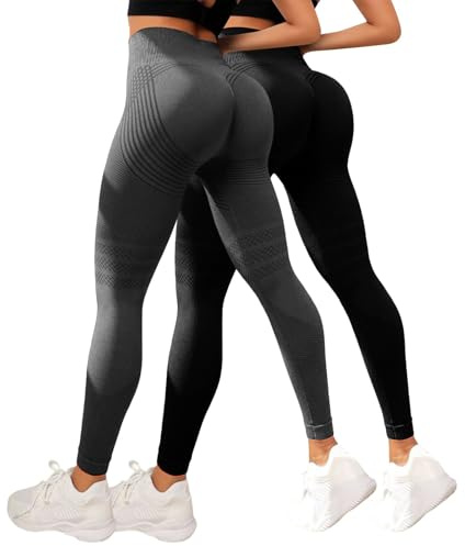 riou 2 Pack Leggins Anticeluliticos Mujer Original, Leggings Anticelulitis Mujer 3D, Mallas de Compresión, Leggins para la Celulitis, Leggings Anticelulitis Push Up Adelgazante Cintura Alta