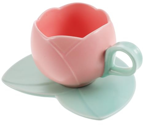 TOBBOMEY Tazas De Café De Exquisito Taza De Leche De Con Platillo Para Desayuno Casa De Agua Para Uso Diario De Té Decorativa
