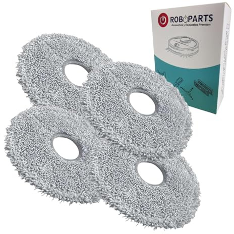Roboparts® Recambios Compatibles con Cecotec Conga M100. 4 Mopas de Fregado de reemplazo para Robot Aspirador