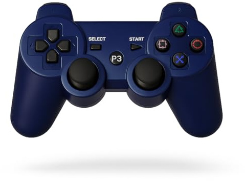 edgivet Controller wireless PS3 compatibile con console e PC | Vibrazione e joystick di precisione (Blu)