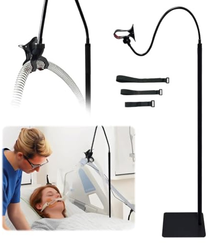 CPAP Schlauchhalter, Tube Hanger Organizer und Stirnband Haken in einem mit Einstellbarer Höhe und Winkel für CPAP-Schlauchunterstützung CPAP-Zubehör (Schwarz)