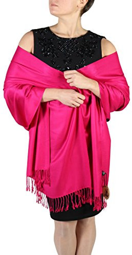 Cerise Pashmina Scarf Wrap Shawl Stole - Tassel Finishing - Handmade