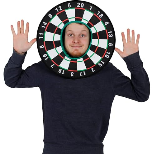 DARTSCHEIBE KOSTÜM HUT UNISEX DARTSCHEIBE NEUHEIT SPORT ZUBEHÖR MIT BEFESTIGTER KAPUZE PERFEKT FÜR JUNGGESELLENABSCHIED, PUB KRIECHT + SPORT EVENTS - ERHÄLTLICH IN MEHRFACH-PACK GRÖßEN - PACK OF 12
