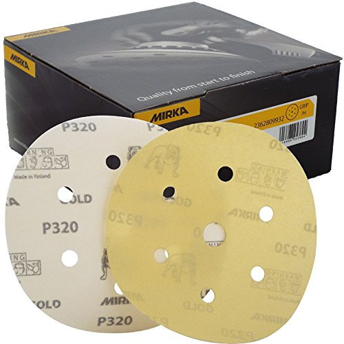 Mirka Gold Hook-It DA Sanding Discs Ø 150mm 6 320 Grit 6+1 Hole Sander Pads Suited for sanding at high speed and are classed as a highly durable product.
