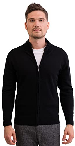 CASH-MERE.CH 100% Kaschmir Herren Pullover Cardigan mit Reißverschluss | Strickjacke mit Reißverschluss 2-fädig
