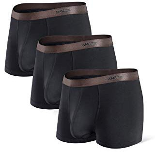 Separatec Herren Boxershorts Glattes Bambus-Rayon mit separaten Beuteln Unterwäsche Boxershorts Stilvolle Badehose, 3er-Pack,XL,Kurze Beine: Schwarz