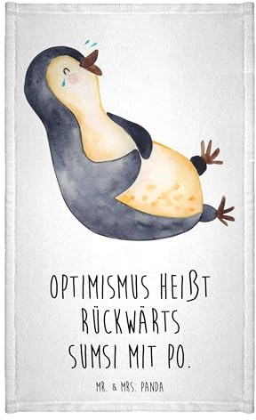 Mr. & Mrs. Panda Gäste Handtuch Pinguin Lachen - Geschenk, Sport Handtuch, Frottier, Funny, Freude, Kinder Handtuch, lustiger Spruch, Reisehandtuch,