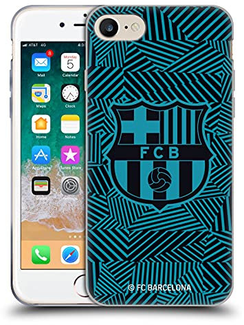 Head Case Designs Offizielle FC Barcelona Schwarz Wappen Soft Gel Handyhülle Hülle kompatibel mit Apple iPhone 7/8 / SE 2020 & 2022