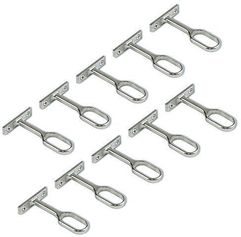 Emuca 7061007 Mittige Stütze für ovale Kleiderschrank Stange, Zamak 10 Stück, Vernickelt