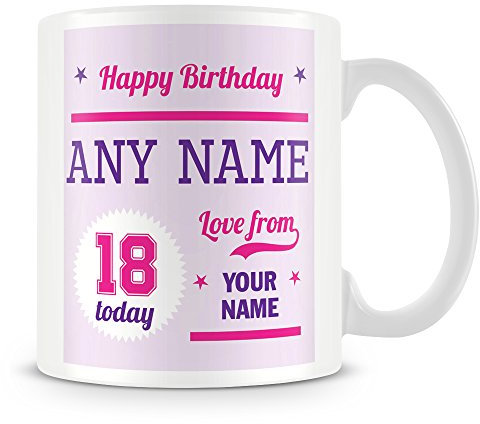 18th Birthday Gift - Personalised Mug/Cup - Add Name - Pink