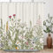 Riyidecor Lot de 12 rideaux de douche en tissu imperméable pour décoration de salle de bain, 183 x 183 cm (l x H), motif fleurs sauvages, feuilles vertes sauge, ensemble d'accessoires de salle de bain