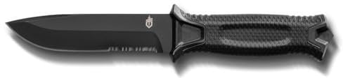 Gerber Coltello semi-seghettato con fodero, Lunghezza lama: 12,2 cm, Strongarm Fixed Blade Survival Knife, Nero, 31-003648