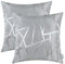CaliTime Kissenbezüge Kissenhülle Packung mit 2 Dekokissenbezüge Cases für Couch Sofa Home Decor Modern Shining & Dull Contrast Dreiecke Abstrakte Linien Geometrisch 40cm x 40cm Silbergrau