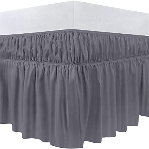 Utopia Bedding - Valance Sheet Single - 90 x 190 cm - Easy Wrap Around Elastic Bed Skirt - Soft Brushed Polyester Microfiber Bed Ruffle with a Drop of 40 cm - Grey