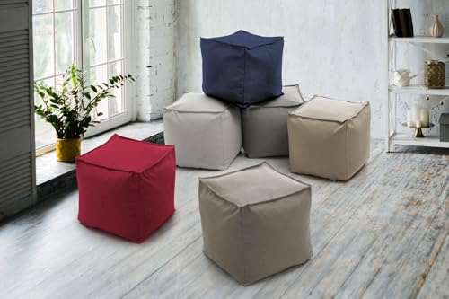 Talamo Italia - Annalaura-Pouf, Multifunktions-Pouf, Relaxsessel aus gepolstertem Stoff, 100 % Made in Italy, 45 x 45 x 45 cm, Beige