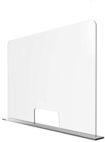 Solarplexius Spuckschutz mit Durchreiche Hustenschutz Niesschutz Virenschutz Thekenaufsatz Tischaufsatz Tresenaufsatz Antibakteriell Transparent Acrylglas (16cm | 90 x 60 cm)