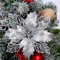 Queta 12 Stück Christmas Glitter Poinsettia Weihnachtsbaum Ornament Weihnachtsblumen künstliche Blumen Christbaumschmuck Weihnachten Hochzeit Kränze Dekoration 16cm (Silber)