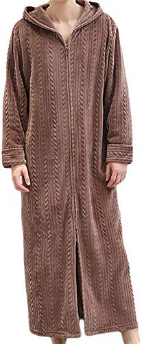 XiinxiGo Vestaglia Lunga Donna & Uomo in Pile con Cerniera, Accappatoio da in Morbido Pile, Spugna Pigiama Flanella Autunnale Invernale Primaverile per Casa Spa Hotel,caffè,XL