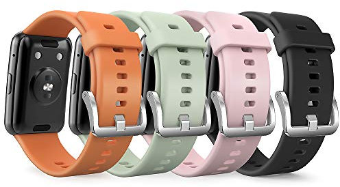 TUSITA [4 Pièces Bracelet Compatible avec Huawei Watch Fit - Straps de Rechange en Silicone Watchband - Accessoires de Montre Intelligente