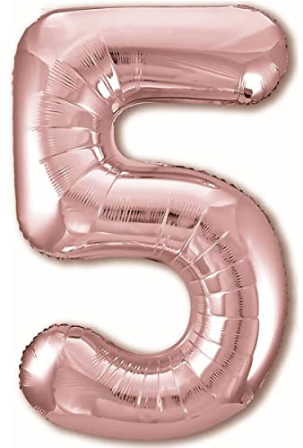 Luftballon 5. Geburtstag Zahl 5 Rosegold XXL Riesen Folienballon 100cm Geburtstagsdeko Mädchen Ballon Zahl Deko zum Geburtstag. Fliegt mit Helium.