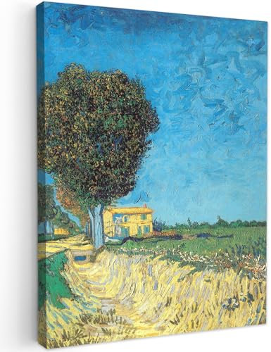 MuchoWow Leinwand Bilder, Einzigartige Wanddeko mit Rahmen, Die Allee bei Arles - Vincent van Gogh, Wandbilder Wohnzimmer, Deko Schlafzimmer 60x80 cm