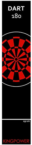 Kingpower Dartmatte Dart Teppich Turnier Matte Abwurflinie Bodenschutz Zubehör Dartpfeile Dartscheibe Dartboard 2 Größen 237cm und 290cm Verschiedene Designs, Design:Design 09 (Rot 290x60cm)