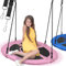 Physionics® Columpio Nido - Redondo Ø 100 cm, Carga Máxima 300 kg, Cuerdas Ajustables, Tela Oxford, Exterior/Interior, Azul/Rosa - Columpio de Jardín, para Niños y Adultos (Rosa-Negro)