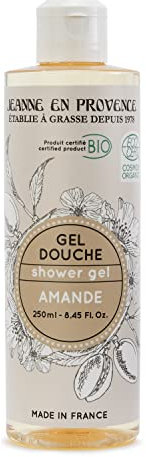 JEANNE EN PROVENCE - Gel Douche BIO - Parfum Amande - Nettoie, Nourrit & Parfume - Gel douche pour Peaux Sèches - 98% d'Ingrédients d'Origine Naturelle - Fabriqué en France à Grasse - 250 ml
