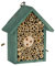 Relaxdays Insektenhotel, Nisthilfe für Bienen & Wespen, HBT 20 x 17 x 8,5 cm, Garten, Balkon, Bienenhotel, Holz, grün