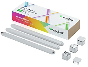 Nanoleaf Lines 90 Grad Erweiterungspack, 3 zusätzliche Smarten LED RGBW Lichtleisten - Modulare WLAN 16 Mio. Farben Wandleuchte, Musik & Bildschirm Sync, OK mit Alexa Google Apple