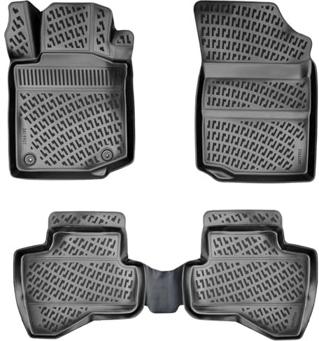 Rizline Passgenau 3D Fussmatten Auto Kompatibel mit Citroen C1 1. Gen 2005-2014 Auto Zubehör 1. und 2. Reihe Gummimatten Autos TPE Allwetter Geruchlos rutschfest Vorne & Hinten Schwarz