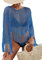 Bsubseach Beach Cover Up for Swimwear Women Long Sleeve Crochet Top Hollow Out Swimsuit Coverup Blue