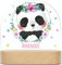 GRAVURZEILE Personalisiertes LED Nachtlicht für Kinder - Blumenkranz - Personalisiert mit Namen - Nachttischlampe für das Kinderzimmer - Geschenk für Kinder & Babys - Baby Geschenk - Panda Blume