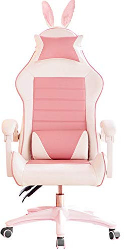 MOLVUS Gaming-Stuhl mit hoher Rückenlehne, ergonomisch, niedlich, Kawaii-Stil, Bürostuhl mit Kaninchenohren und Kopfstütze, maximales Gewicht von 150 kg, Rosa