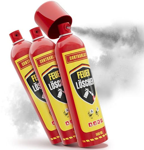 Löschspray 3er Set - je 500ml - für mehr Sicherheit im Alltag - Idealer Fettbrandlöscher für die Küche - Perfekt geeignet als Feuerlöscher Auto - Sofort & sicher einsatzbereit (3 Stück)