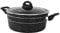 Royalford Casserole Dish with Tempered Glass Lid | Cooking Pot, Induction Stockpot Saucepan with Non-Stick Granite Coating | Forged Aluminium Cookware, Suitable for Multiple Hobs | Black (28 CM)