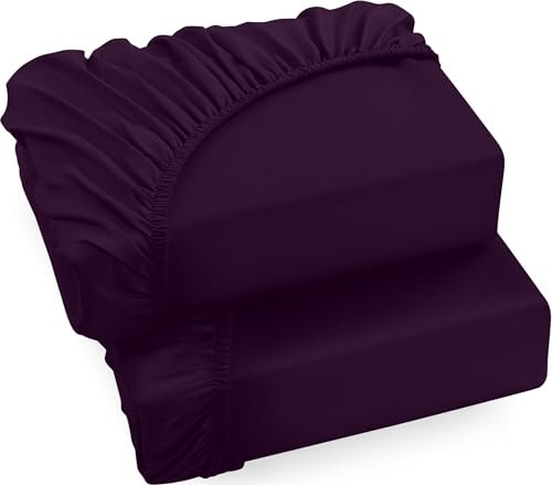 Utopia Bedding - 2er Set Spannbettlaken 180x200cm - Lila - Gebürstete Mikrofaser Spannbetttuch - 35 cm Tiefe Tasche