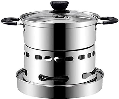 Campingkocher, Brennpastenkocher, Tragbarer Campingkocher Mit Topf, Spirituskocher, Edelstahl-Spirituskocher Für Innenräume, Teelichtofen Zum Kochen Ohne Strom Für Den Innenbereich,18cm,Hilarious1