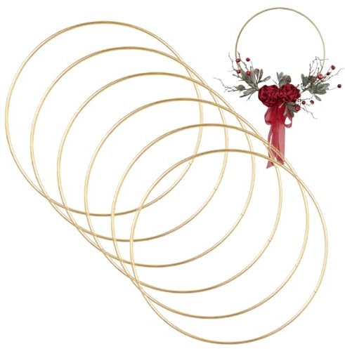 HNJUSR 6 Stück Metallringe,20cm Handwerkliche Metallring,Deko Ringe zum Aufhängen,für Rund Metallringe zum Basteln,Traumfänger Ring,Blumen Reifen für Hochzeit Basteln Tischdekoration Weihnachtsdeko