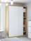 Dmora - Guardaroba 2 ante Waterbury, Armadio per camera da letto, Mobile con 4 ripiani e barra appendiabiti, 120x50h200 cm, Bianco e Rovere Nodi
