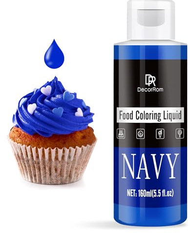 Lebensmittelfarbe - 160ml Flüssige Konzentrierte Lebensmittel Farben für Kuchen Dekoration, Backen, Kekse, Macaron - Zuckerfrei Food Coloring für Getränken, Tortendeko, DIY Slime, Osterei (Marine)