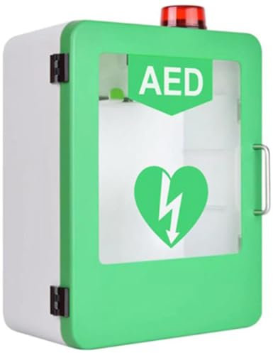 FENGSSLL AED-Defibrillator-Aufbewahrungsschrank, wandmontierter Herz-Defibrillations-Alarmkasten aus Stahl mit Schlüssel, Erste-Hilfe-Koffer