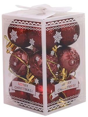QOKLIYUI 12 Stück/Lot Weihnachtskugeln, breite Anwendung, elegant und zart, leicht zu verarbeiten, für Hochzeit, Neujahr, Navidad, Anhänger, Weinrot