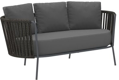 MONDO VIRO Daisy Rope 2-Sitzer-Sofa aus Seil und Metall für den Garten, 160 x 73 cm, 71 h (antikgrau - grau)