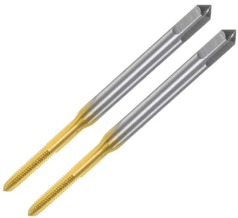 sourcing map 2pcs Metric Thread Taps M2 x 0.4 H2 Titanium Coated High Speed Steel Straight Flute Screw Thread Milling Machine Taps Threading Tapping Repair Tool