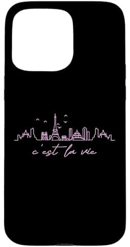 Hülle für iPhone 15 Pro Max Paris Frankreich Skyline C'est La Vie Vintage